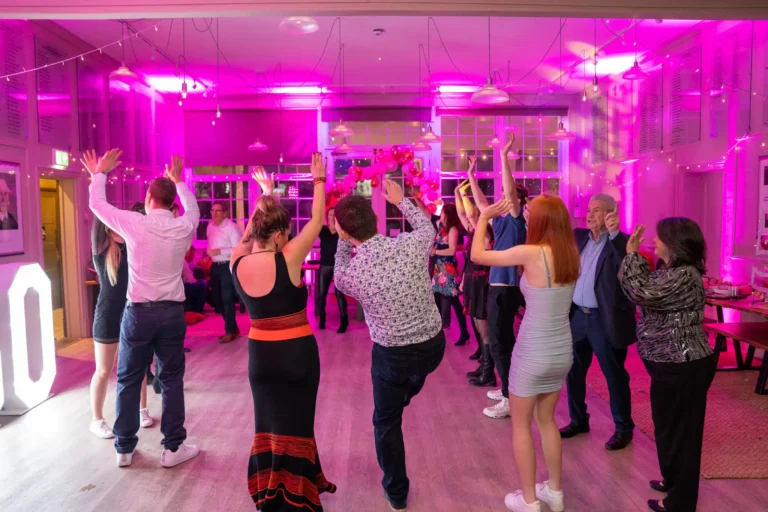 Thirtieth Birthday Party Pink Uplighting Illuminated Letters