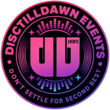 Disctilldawn Events circular party logo